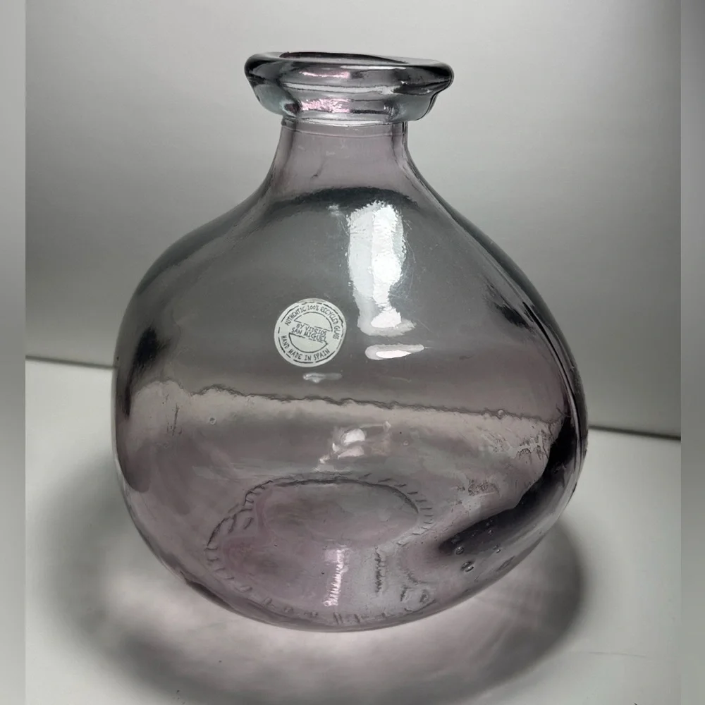 Vidrios San Miguel recycled glass flask vase features a purple hue